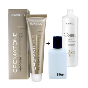 Montibello zestaw Cromatone Recover farba 60ml do włosów siwych+ 60 ml oksydant ( 7,5%)